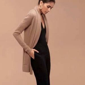 ARITZIA BABATON Wool Cashmere Blend Open Front Long Sleeve Sweater in Camel Sz S